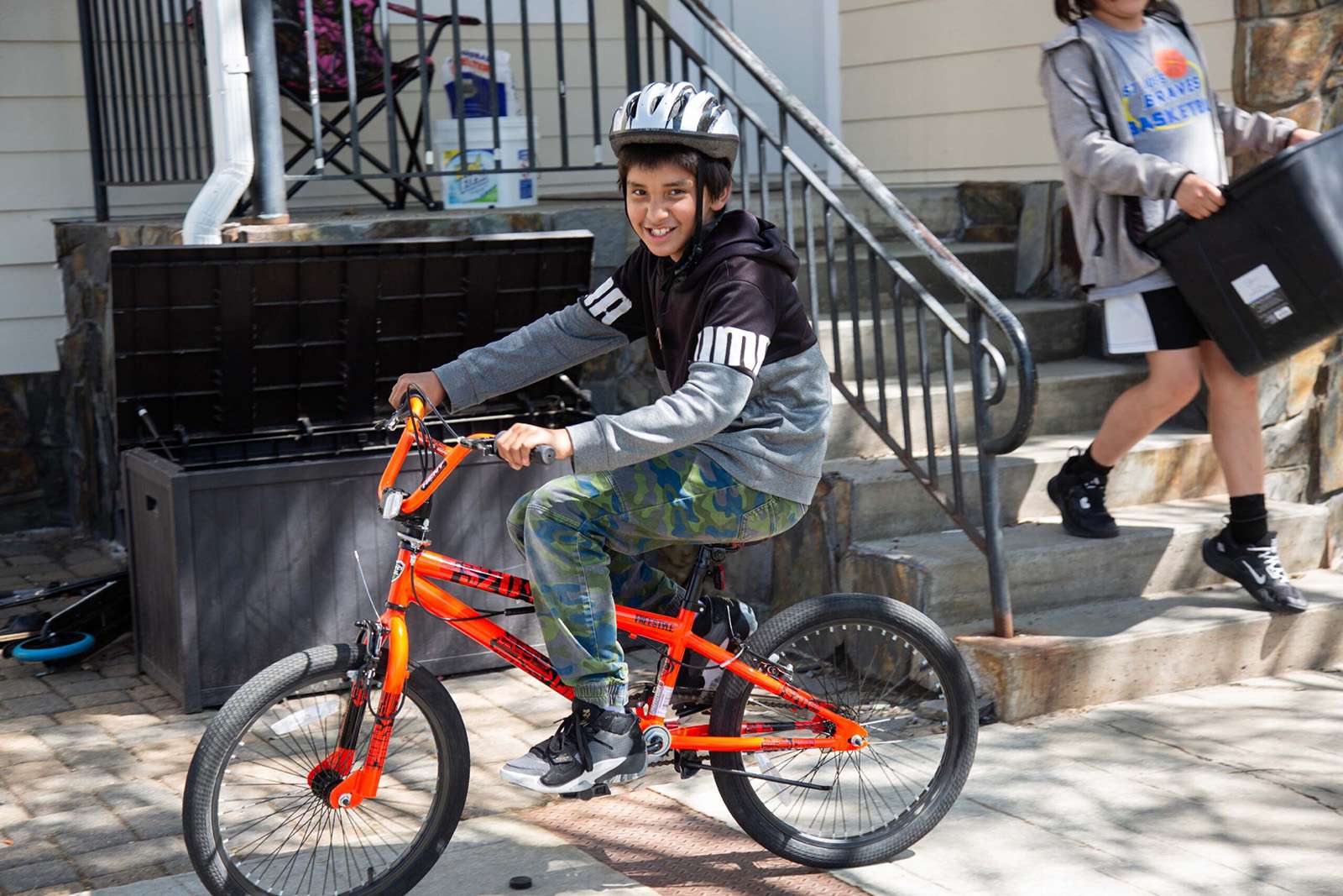 student on a bike