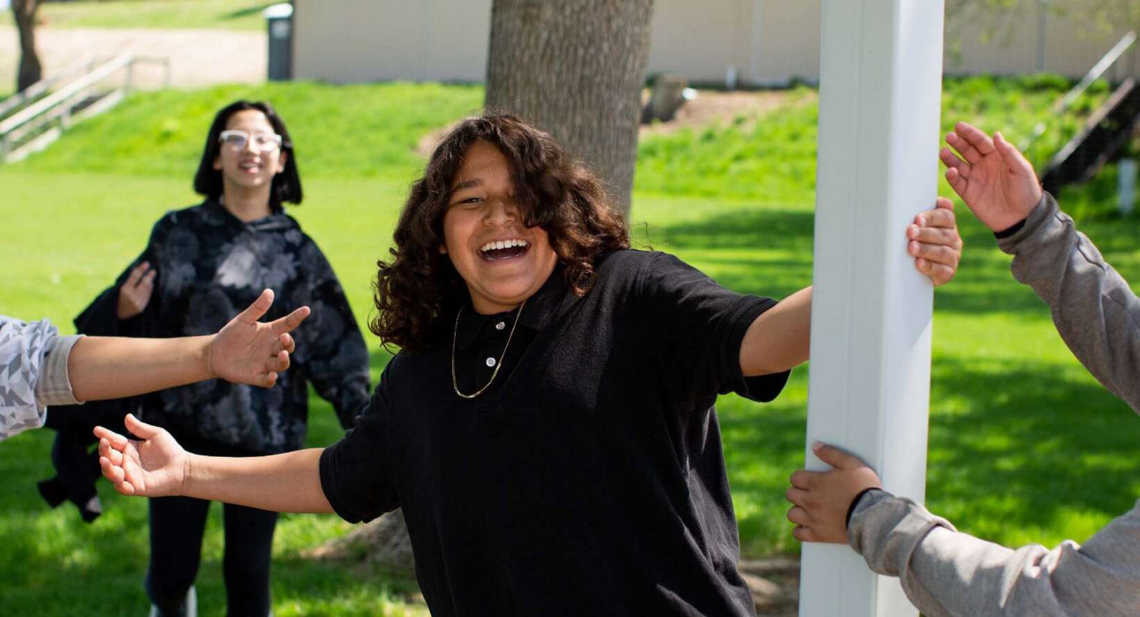 Students playing outside 